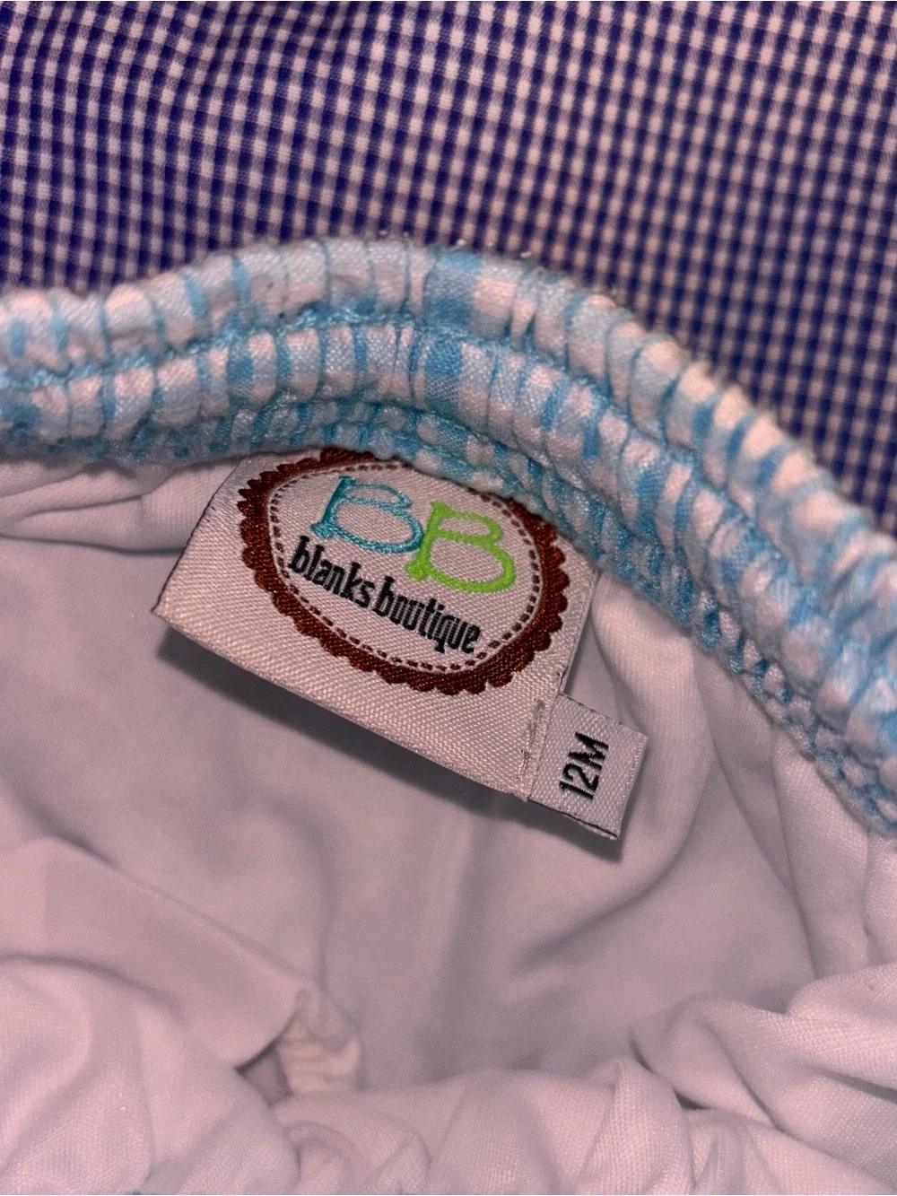 12 month boy aqua blue seersucker swim trunks and royal blue king shorts bundle